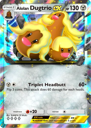 Alolan Dugtrio ex (a3a-047) card in Pokémon TCG Pocket