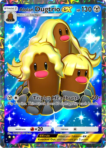 Alolan Dugtrio ex (a3a-080) card in Pokémon TCG Pocket
