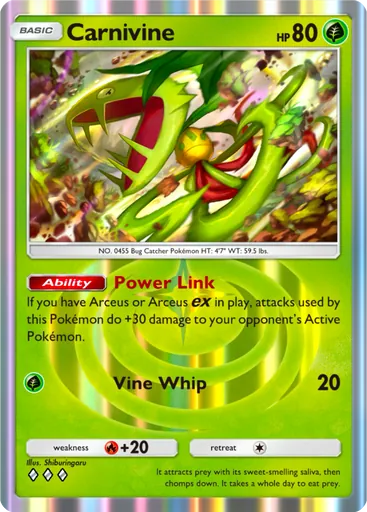 Carnivine (a2a-009) card in Pokémon TCG Pocket