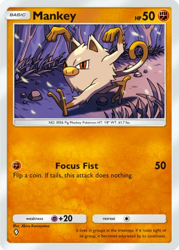 Mankey (a1a-041) card in Pokémon TCG Pocket