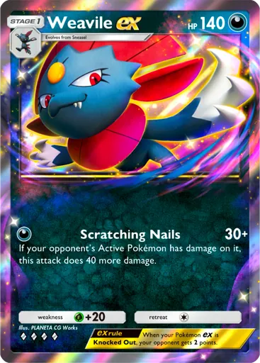 Weavile ex (a2-099) card in Pokémon TCG Pocket