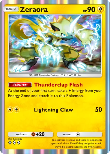 Zeraora (a3a-021) card in Pokémon TCG Pocket